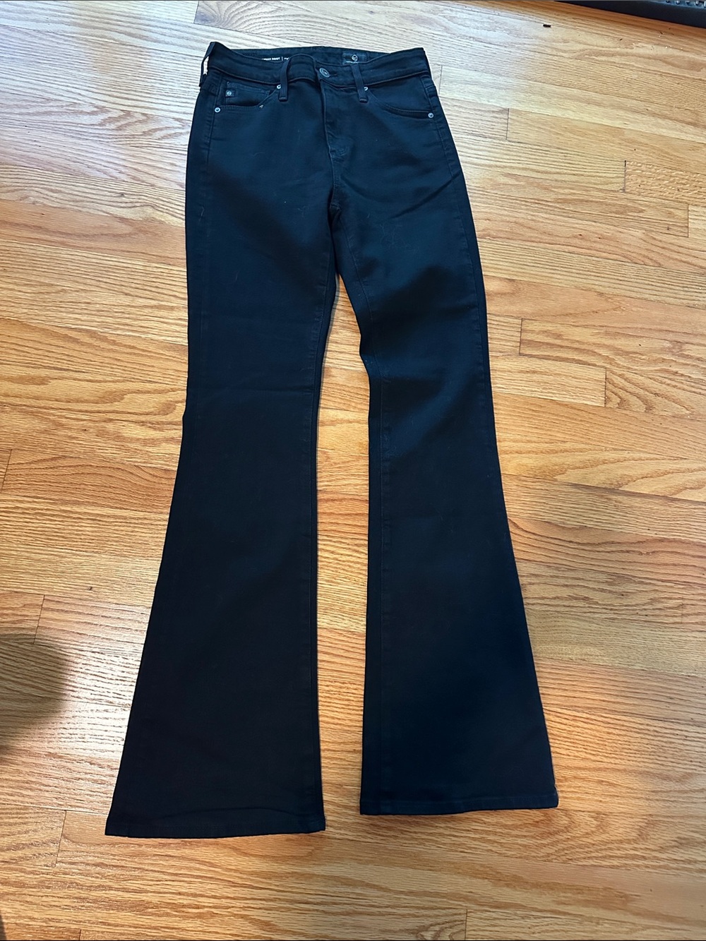 AG Adriano Goldschmied Black Flared Wide-Leg Jeans